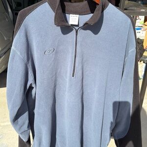 Men's Blue and Black Zip-Up Sweater